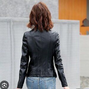 Vintage Lambskin Leather Black Biker Moto Jacket Vakko Turkish Luxury Brand 1993